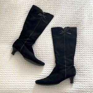 Suede black tall boots
